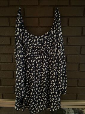 Lush Navy Blue Strapless Floral Sundress